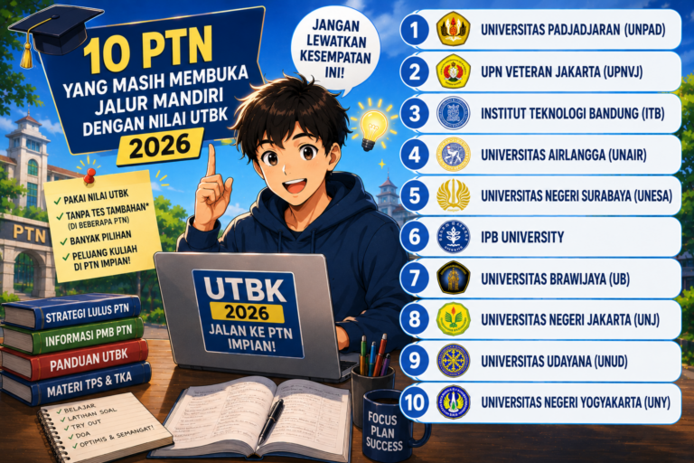 Belum Lolos SNBT? Ini 10 PTN yang Masih Membuka Jalur Mandiri dengan Nilai UTBK 2026