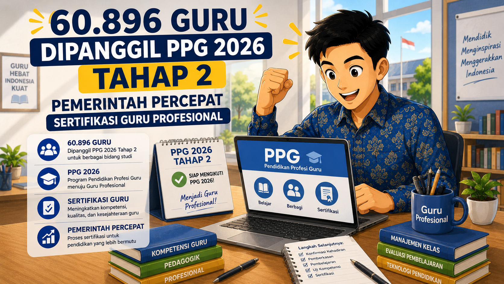 60.896 Guru Dipanggil PPG 2026 Tahap 2, Pemerintah Percepat Sertifikasi Guru Profesional